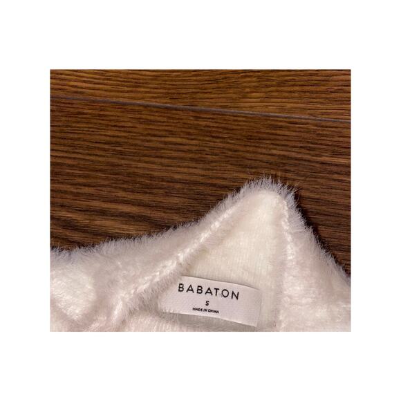 EUC Aritzia Babaton Mike Sweater White Wool Cashmere Blend Ribbed Mockneck Small - Picture 8 of 8